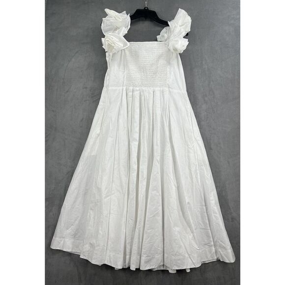 Anthropologie The Corina Ruffled Dress by Maeve Size Xlarge white Midi Dress - Picture 6 of 11